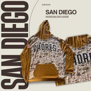 San Diego Padres Military Camo Hoodie Adult L Cotton Blend